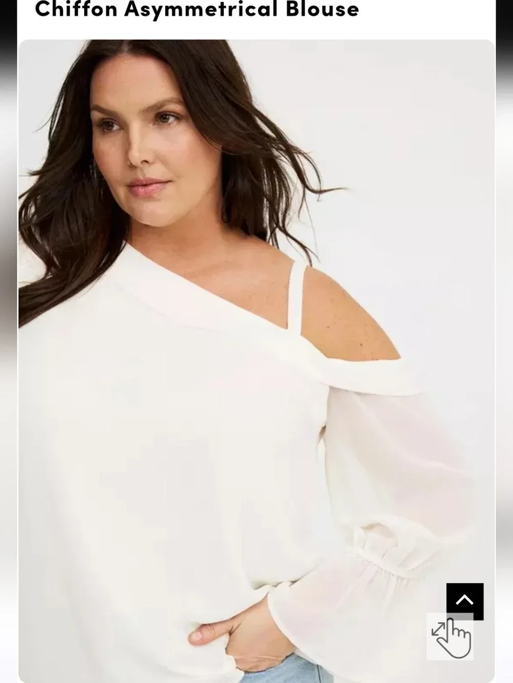 NEW Torrid 0X Size 12 Chiffon Asymmetrical One-Shoulder Blouse White 3692-CT - Picture 5 of 11